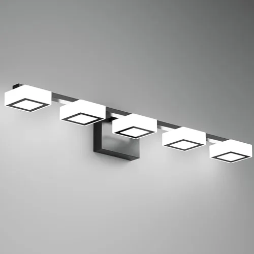 Vista 14 de Moderna lámpara LED de baño sobre el espejo, 3 luces regulables de tocador, lámpara de tocador de baño de acrílico cromado, ajustable de 2700 K-6500