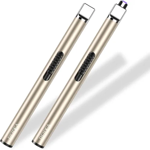 Vista 7 de REIDEA Encendedor electrónico de velas de arco, resistente al viento, sin llama, recargable por USB, con botón de seguridad para el hogar
