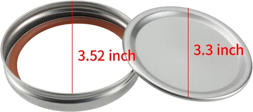 Vista 2 de 16 tapas de conservas adecuadas para anillos de boca ancha, tapas de tarro de masón premium con bandas/anillos para bola de boca ancha