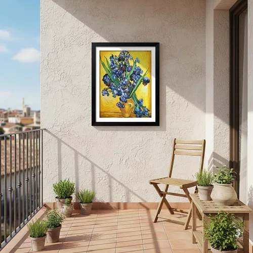 Vista 6 de NIHO-JIUMA Kit de pintura de diamantes Van Gogh, lirios de Van Gogh, regalo de arte de diamante 5D para adultos/adolescentes, decoración del hogar