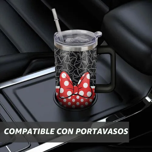 Vista 6 de Sunmdecor Vaso de 40 onzas con asa y pajitas de silicona, vaso aislado de café con asa, vaso de 40 onzas con asa
