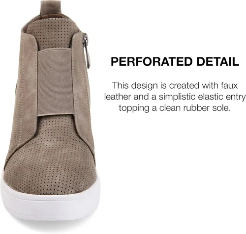 Vista 4 de Journee Collection Womens Clara Comfort Wedge Heel Sneakers with Round-Toe and Perforated Details
