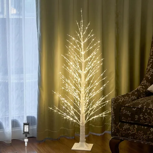 Vista 9 de LITBLOOM Árbol Alpino Iluminado de 4 pies con 450 luces LED de hadas, árbol de ramitas marrones con luces para decoración de Acción de Gracias
