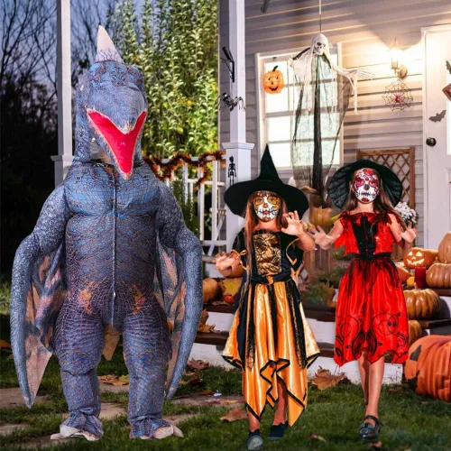 Vista 6 de MXoSUM Disfraz inflable de dinosaurio pterodáctilo para adultos, disfraz de Pteranodon inflable para fiesta de disfraces de Halloween