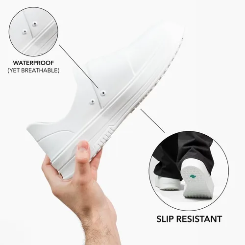 Vista 3 de Gales Frontline - Zapatos de enfermería para mujeres y hombres, ligeros, cómodos, antideslizantes, impermeables, fáciles de limpiar, calzado