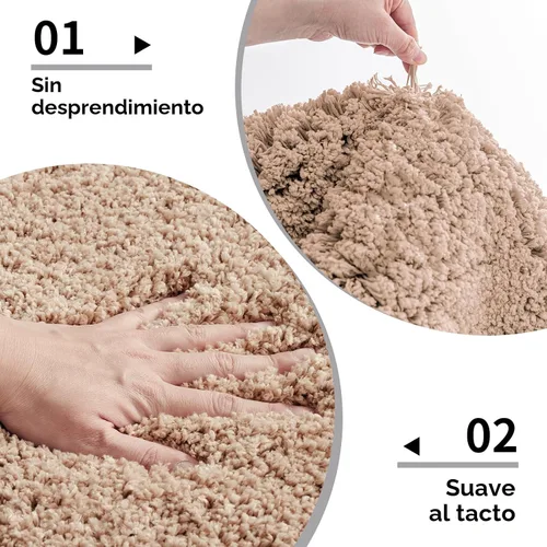 Vista 4 de Disolla - Alfombra antideslizante pequeña y esponjosa para el suelo del baño, lavable, afelpada, para ducha, absorbente, color beige, 17 x 24