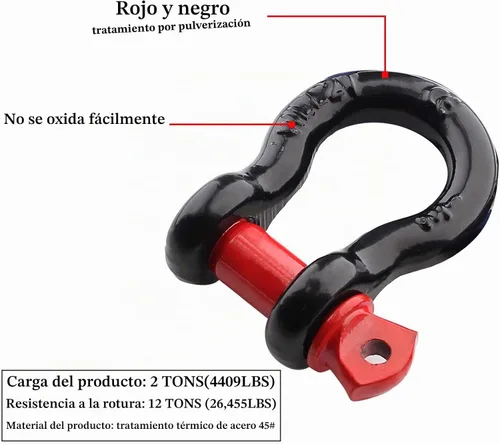 Vista 3 de 2 grilletes de anillo en D de 1/2 pulgada, grillete D resistente de 12 toneladas (26,455 libras) máxima resistencia a la rotura, capacidad de 2