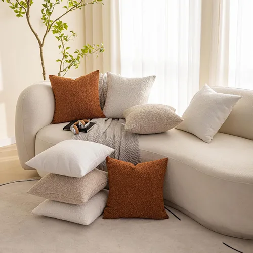Vista 4 de Juego de 2 fundas de almohada neutras para otoño, 18 x 18 pulgadas, color beige, para cama, almohadas decorativas para sofá