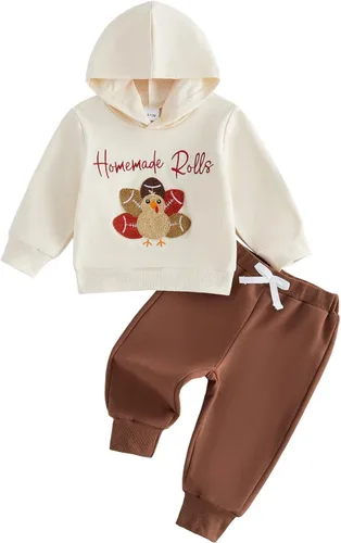 Vista 17 de Conjunto de ropa de otoño e invierno para bebé y niño, sudadera larga con capucha y pantalones para niños pequeños, 6, 12, 18, 24 meses, 2T Adorable