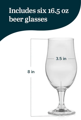 Vista 3 de Libbey Crafts Brew Juego de Vasos de Cerveza Tulipán Belga, Elegante Juego de Vasos de Cerveza Belga de 6 para Cerveza Belga, Juego de Regalo Apto