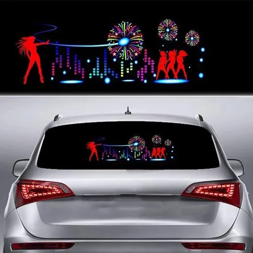 Vista 13 de Pegatinas adhesivas para auto con luces LED brillantes, sensor de sonido y música, ecualizador, ritmo, lámpara de voz, flash de audio, 90 x 25 cm
