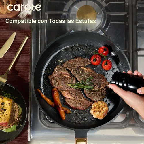 Vista 4 de CAROTE Juego de utensilios de cocina de cerámica antiadherente, 16 ollas y sartenes antiadherentes, no tóxico y sin PFAS, lavavajillas, juego