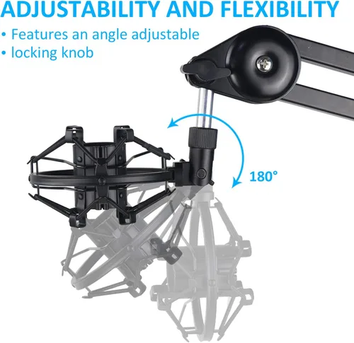 Vista 5 de SUNMON Q2U USB/XLR Soporte de montaje de micrófono para reducir la vibración y el ruido, adecuado para Samson Q2U USB/XLR Dynamic Mic