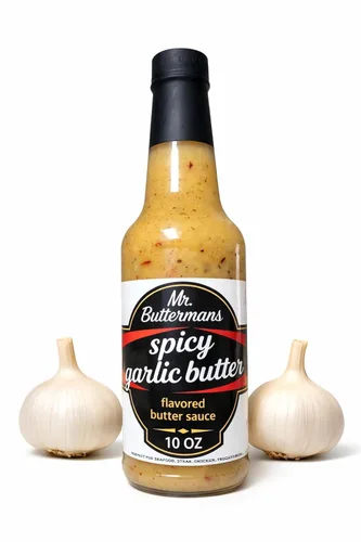 Vista 10 de Mr.Buttermans Salsa de mantequilla de ajo gourmet All Natural, botella de 10 onzas, 10 onzas líquidas (paquete de 1)