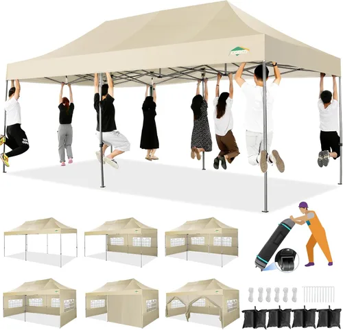 Vista 15 de COBIZI Tienda de campaña desplegable de 6.6 x 6.6 pies, toldo resistente, fácil de instalar, impermeable, para exteriores, fiestas, playa, jardín