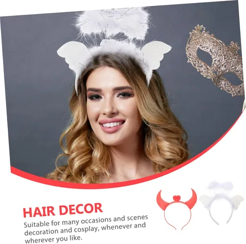 Vista 5 de PACKOVE 10 Pcs Angel Horn Headband Red Prom Suit Led Clothing Halloween Costumes Halloween Costume Headbands Headband Halloween Party Horn Party