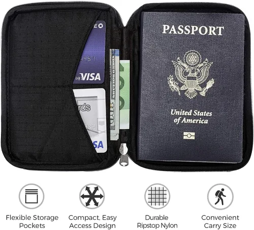 Vista 7 de Zero Grid Cartera de pasaporte portadocumento de viaje con bloqueo RFID