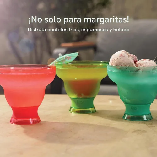 Vista 5 de HOST FREEZE - Vasos de Margarita sin tallo, vasos de cóctel de plástico aislados para bebidas congeladas, vasos enfriadores de doble pared para Azul