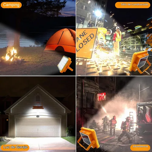 Vista 6 de CREATESTAR Luz Solar Portátil para Acampar con Soporte, Batería Recargable de 100W 12000mAh con 4 Modos, Luces LED Inalámbricas de Inundación