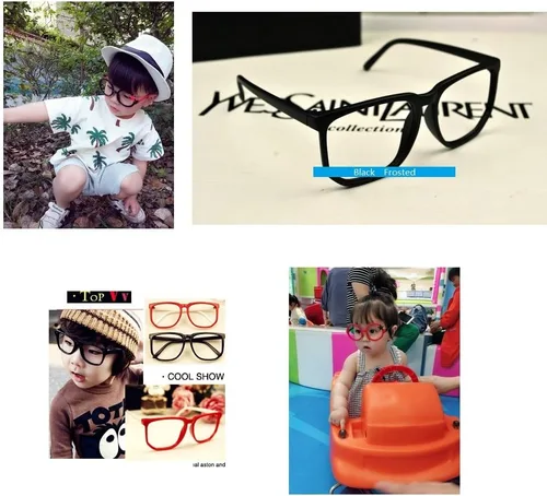 Vista 3 de Montura de gafas para niños, con estilo, sin lentes, paquete de 3