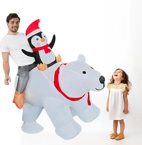 Vista 3 de EEkiiqi Disfraz inflable de Navidad, disfraz de Halloween, disfraz de disfraz para fiesta de Halloweendecoración de Navidad