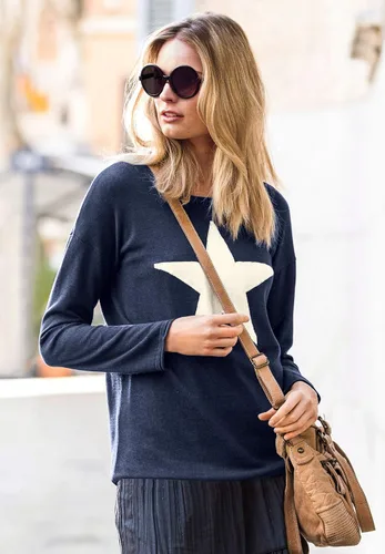 Vista 5 de ellos Suéter con apliques de estrella para mujer, talla grande