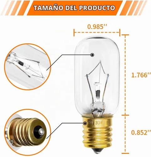 Vista 6 de Bombilla para horno microondas LG – Compatible con LG Frigidaire Ken-More Whirlpool GE Over the Range Microondas, base regulable 125V 30W E17, luz