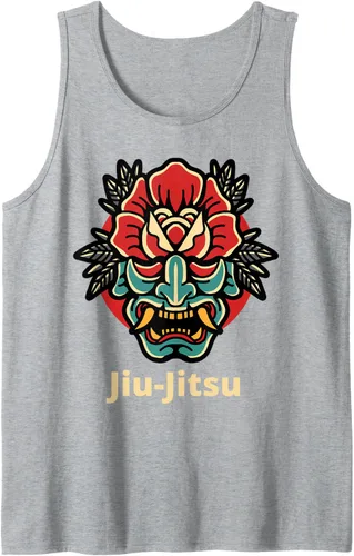 Vista 7 de Máscara de demonio de rosa japonesa Oni Mask jiu-jitsu Tank Top Negro