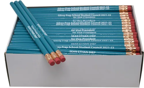 Vista 7 de Pencil Guy Lápices redondos impresos personalizados promocionales.-500 por caja Rosado