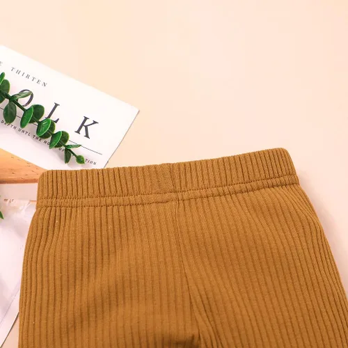 Vista 5 de Lala Bear Paquete de 3 pantalones sólidos y leggings casuales para bebé niña