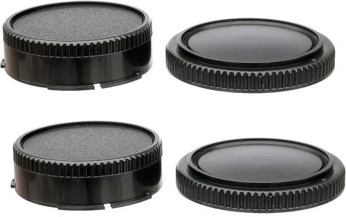 Vista 8 de Fotasy RBC2 2 x cubiertas de lente traseras y set de tapas con gamuza de limpieza para Canon EOS DSLR (negro)