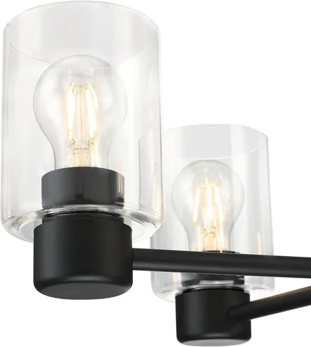 Vista 4 de Westinghouse 6115300 Sylvestre - Candelabro de interior transicional de cinco luces, acabado negro mate, cristal transparente
