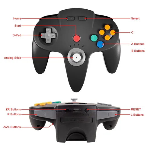 Vista 8 de KIWITATA N64 Wireless Controller for Switch Games, 2.4GHZ Wireless N64 Remote Game Pad Joystick Controller Compatible with N64, SwitchSwitch