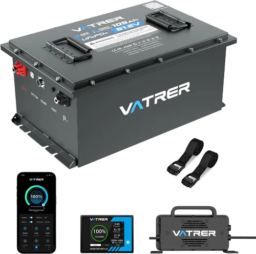 Vista 11 de VATRER POWER 48V 105Ah Mini Lithium Golf Cart Battery, Built-in 200A BMS