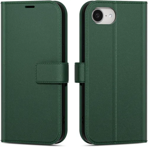 Vista 48 de oakxco Funda tipo cartera para iPhone SE 2022/2020/8/7 con soporte para tarjeta de crédito, funda magnética RFID delgada tipo libro con tapa