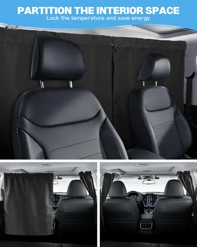 Vista 8 de Juego de 3 cortinas de privacidad para automóvil, 53.74 x 31.50 pulgadas, para SUV, MVP, camioneta, automóvil pequeño, sedán, cortinas de privacidad