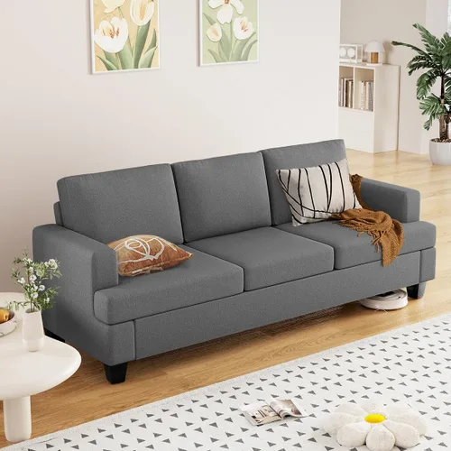 Vista 16 de Furnimart Sofás Seccionales para Sala de Estar, Modernos 2 Sofás de Dos Plazas y Sofá de 3 Plazas, Juego de Sofá de Asiento Profundo Color Crema