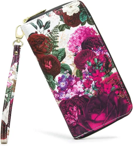 Vista 157 de Cartera de mano para mujer, estilo bohemio, con RFID, elegante, espaciosa con correa para viajes, capacidad para tarjetas, teléfono, dinero