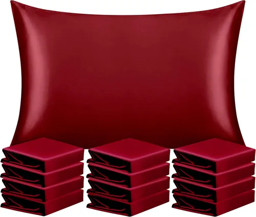 Vista 29 de NTBAY Paquete de 2 fundas de almohada estándar de satén para cabello y piel, lujosas y sedosas fundas de almohada con cierre de sobre, 20 x 26