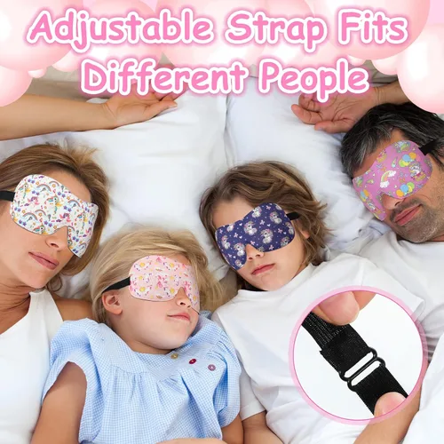 Vista 4 de Foaincore 8 máscaras de unicornio para dormir, antifaz de dibujos animados para niños, contorno 3D, para niños, niñas, adolescentes, con correa