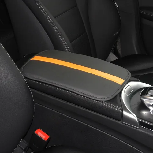 Vista 8 de Tapete para reposabrazos de automóvil, funda de cuero sintético, cubierta de consola central universal, impermeable, accesorios interiores de Azul