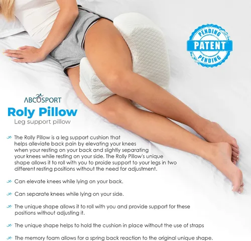 Vista 5 de Almohada de espuma viscoelástica para dormir, diseño único patentado, combina la función de la almohada de rodilla y almohada de media luna