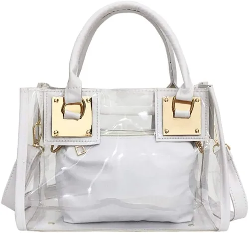 Vista 9 de Bolso bandolera transparente para mujer, bolso de mano de moda de diseñador 2 en 1