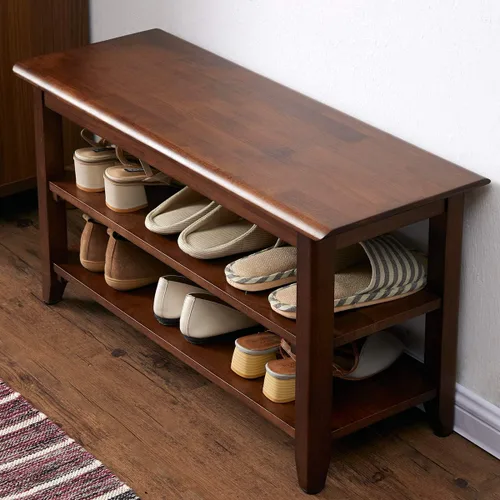Vista 14 de XKZG Banco de Almacenamiento con Zapatero de Madera, Banco para Zapatos de Madera Sólida Rústica para Entrada (Marrón, 23.6")