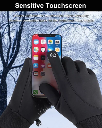 Vista 2 de Guantes de invierno para hombres y mujeres, guantes de pantalla táctil, guantes de correr, guantes de ciclismo, guantes cálidos