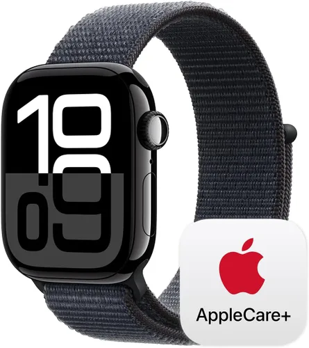 Vista 9 de Apple Watch Series 10 [GPS 42 mm] Smartwatch con caja de aluminio negro brillante y correa deportiva negra - M/L. Rastreador de fitness, aplicación