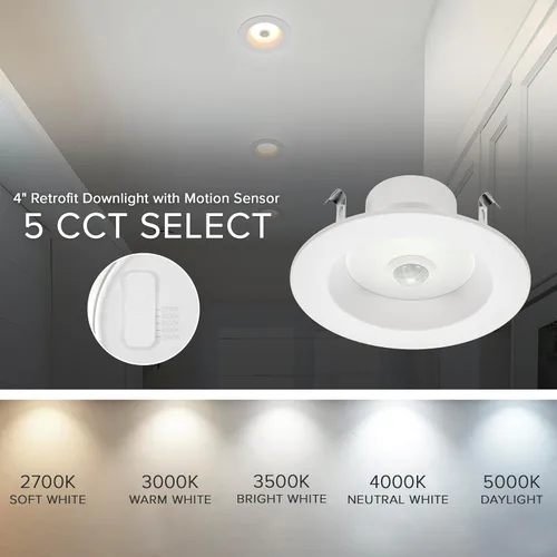 Vista 5 de Maxxima Retrofit LED PIR Sensor de Movimiento Downlight - 1000 lúmenes, 9 vatios, 5 CCT 2700K/3000K/3500K/4000K/5000K, lámpara de iluminación