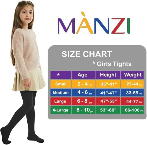 Vista 4 de MANZI Mallas con forro polar para niñas de 2 a 10 años, ultra suaves, 2 pares de 400 denier