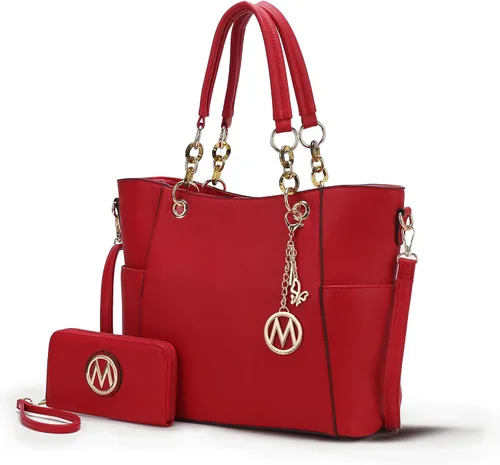 Vista 16 de MKF Collection - Juego de bolsa de mano para mujer, con cartera y asa superior, de piel vegana