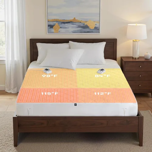 Vista 9 de Serta Protector de Colchón Calefactado Multi-Zona – Controlador Individual para Calor Personalizado de Cuerpo y Pies, 10 Configuraciones de Calor
